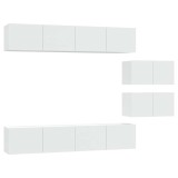 Cumpara ieftin Set dulap TV, 6 piese, alb, lemn prelucrat