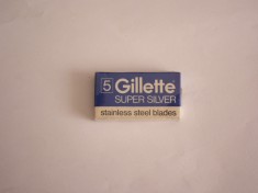 C7 1 - Set 5 lame ras sigilat - Gillette - Super silver - piesa de colectie