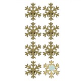 Set 8 Autocolante Crăciun Fulgi Lemn Bej 3cm, Decoratiuni Brad, Geam, Perete, Masa, Ornamente Craciun DIY
