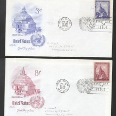 UN New York 1958 Central Hall London Mi.68-69 FDC UN.183