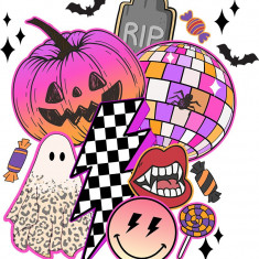 Sticker decorativ, Halloween, Roz, 66 cm, 1342STK