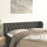 Gossi tablie de pat cu aripioare gri inchis 147x23x78/88 cm catifea