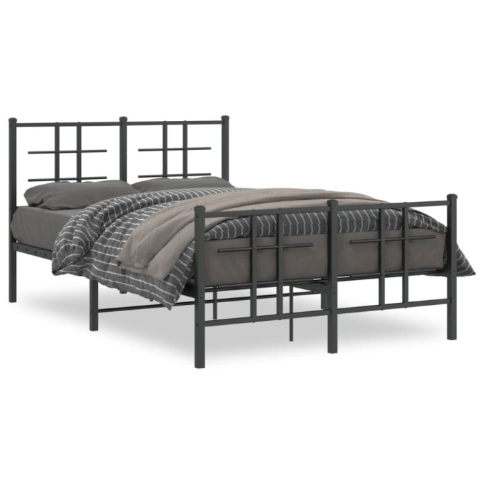Gossi cadru pat metalic cu tablie de cap/picioare, negru, 120x190 cm