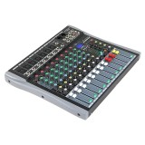 Mixer audio 10 canale cu USB și Bluetooth, LED indicator, intrări microfon/instrumente, funcție karaoke, efecte, Bluetooth, USB/SD, LCD