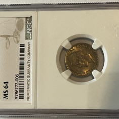 Moneda argint 50 bani 1911 NGC MS 64