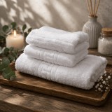Set 3 prosoape albe de baie
