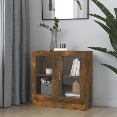 vidaXL Dulap cu vitrină, stejar fumuriu 82,5x30,5x80 cm lemn prelucrat 815615 foto