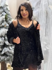 Maieu dama neagra cu paiete si dantela