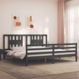 VidaXL Cadru pat cu tăblie 200x200 cm, gri, lemn masiv