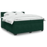 vidaXL Pat box spring cu saltea, verde &icirc;nchis, 200x200 cm, catifea 3286411