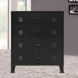 Comoda Sertare Metal Gossi Stil Industrial 78x40x93 cm Neagra 4 Sertare Depozitare Dormitor Living