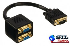 Cablu VGA tata - 2x VGA mama 0.20 m negru Valueline foto