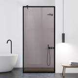 Paravan dus walk-in Aqua Roy Black, model Frame negru, sticla 8 mm bronz, securizata, anticalcar, 110x195 cm