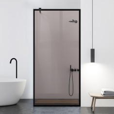 Paravan dus walk-in Aqua Roy Black, model Frame negru, sticla 8 mm bronz, securizata, anticalcar, 70x195 cm