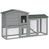 PawHut Cușcă din lemn cu 2 nivele, cu acoperiș din asfalt, tavă detașabilă și scară pentru exterior 150x45x85 cm Gri | Aosom Romania