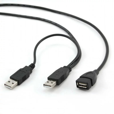 CABLU USB GEMBIRD splitter USB 2.0 (T) la USB 2.0 (M) + USB 2.0 (T) 0.9m negru CCP-USB22-AMAF-3 foto