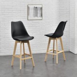 Scaune de bar AdelaS set 2 buc 105 x 48 x 58 cm picioare fag negru [en.casa] HausGarden Leisure, [en.casa]