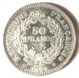 Moneda FRANTA 50 Franci 1974 Argint, Patina XF AUNC. Argint 900&permil;. Colectie Numismatica
