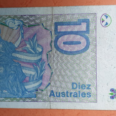 10 Australes anii 1980 Bancnota veche Argentina