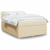 VidaXL Pat box spring cu saltea, crem, 140x200 cm, textil 3289763
