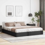 Cumpara ieftin Pat cu storage Negru 193 x 203 cm Piele artificiala