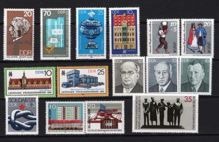 GERMANIA (DDR) 1984 &ndash; ANIVERSARI. PERSONALITATI. CLADIRI, 9 SERII MNH, DB2