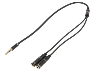 Cablu Audio Jack 3.5mm 4-Pin 0.2m Negru foto