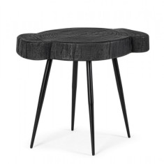 Masuta de cafea cu picioare din fier si blat lemn negru Zakia 45 cm x 35 cm x 40 h