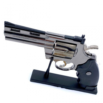 Bricheta pistol anti-vant tip revolver, negru, marime naturala scara 1 la 1, 26 cm, 350 grame, gloante, suport foto