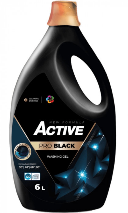 Detergent lichid pentru rufe negre sau de culoare inchisa Active, 6 litri, 120 spalari