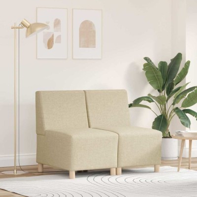 vidaXL Unitate Sofa Modulară Fără Brațe 2 pcs Crem 55 x 74 x 82 cm foto