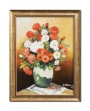 Cumpara ieftin Tablou vaza cu flori pictat manual inramat, Parfum de sarbatoare, 45x35cm ulei pe panza