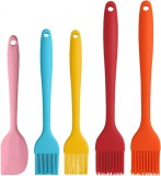 Set de 4 perii si spatula pentru bucatarie Binhai, silicon, multicolor