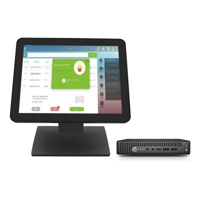 Sistem POS HP 600 G2 Mini PC, Intel Core i5-6500T 2.50 - 3.10GHz, 8GB DDR4, 128GB SSD, Windows 10 Pro + Monitor Nou Touchscreen OptimX Pro MY17, 17 In foto