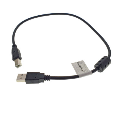 Cablu USB 2.0 pentru imprimanta, Lanberg 42865, lungime 50cm, cu miez de ferita, USB-A tata la USB-B tata, negru foto