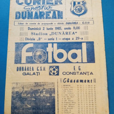 Program meci fotbal DUNAREA CSU GALATI - FC CONSTANTA (02.06.1985)