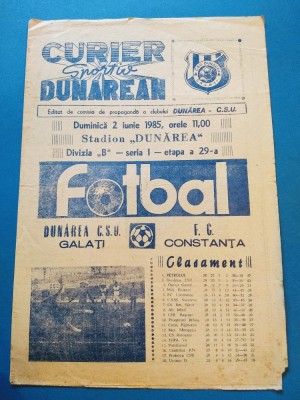 Program meci fotbal DUNAREA CSU GALATI - FC CONSTANTA (02.06.1985) foto