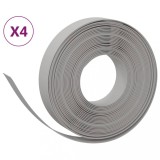 Borduri de gradina, 4 buc, gri, 10 m 10 cm, polietilena