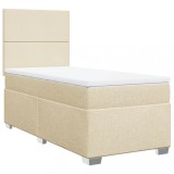 Cumpara ieftin Pat box spring cu saltea, crem, 80x200 cm, textil