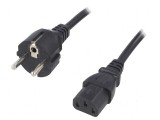 Cablu 3x1mm2 CEE 7/7 cu mufă IEC C13 mamă, 3m, PVC, negru