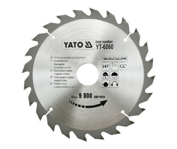 Disc fierastrau wolfram pentru lemn 184 mm x 24T YATO