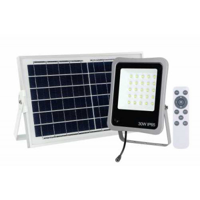 Proiector solar Well, 30 W, panou solar 6 W, 6500 K, 1200 lm, lumina rece, telecomanda inclusa foto