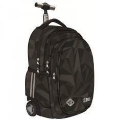 Ghiozdan Troler ST.Right, colectia Geometric Grey, TB01, roti silicon, 44x32x25 cm