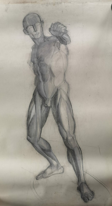 Grafica Studiu Nud, carbune pe carton, format mare 70x100 cm