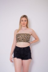 Bustiera cropped Animal Print Pull&amp;amp;Bear foto