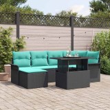 vidaXL Set de canapele pentru grădină cu pernă 7 pcs Negru Rattan poli 3348322