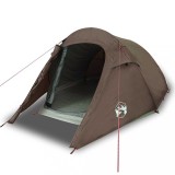 Cumpara ieftin Cort de camping tunel pentru 2 persoane, maro, impermeabil
