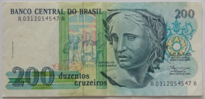 Bancnota - Brazilia - 200 Cruzeiros 1992