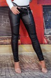 C676-1 Pantaloni casual din material supraelastic accesorizat cu fermoare