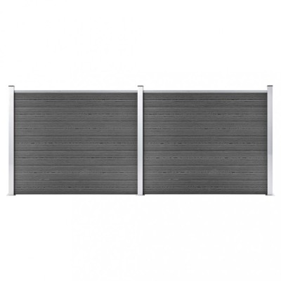 vidaXL Set panouri gard, 353x146 cm, negru, WPC foto